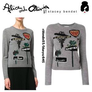 Alice + Olivia LA Embroidered Wool Sweater M